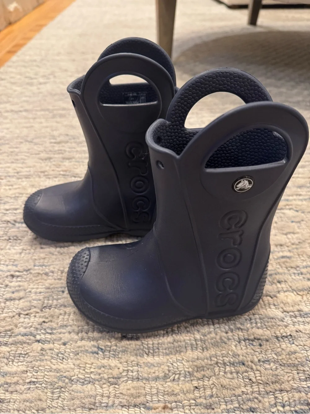 Crocs Kids' Navy Handle Rain Boots Size 11 - Excellent Condition!